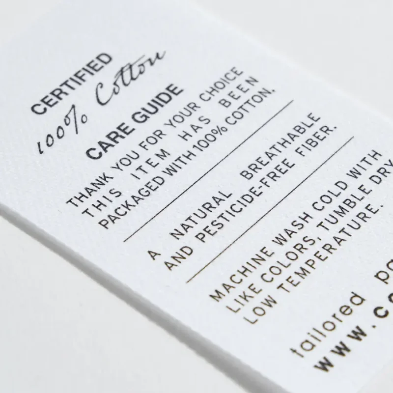 Etichetta su cotone pesante