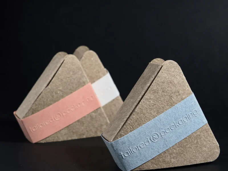 Packaging Hempack realizzato con canapa, un materiale ecologico e resistente per un design sofisticato.